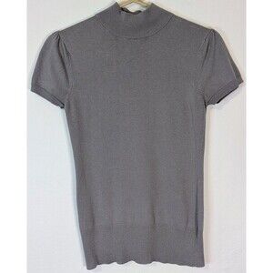 XXI Forever 21 Women's Medium Grey Mock Neck Short Sleeve Knit Sweater Top